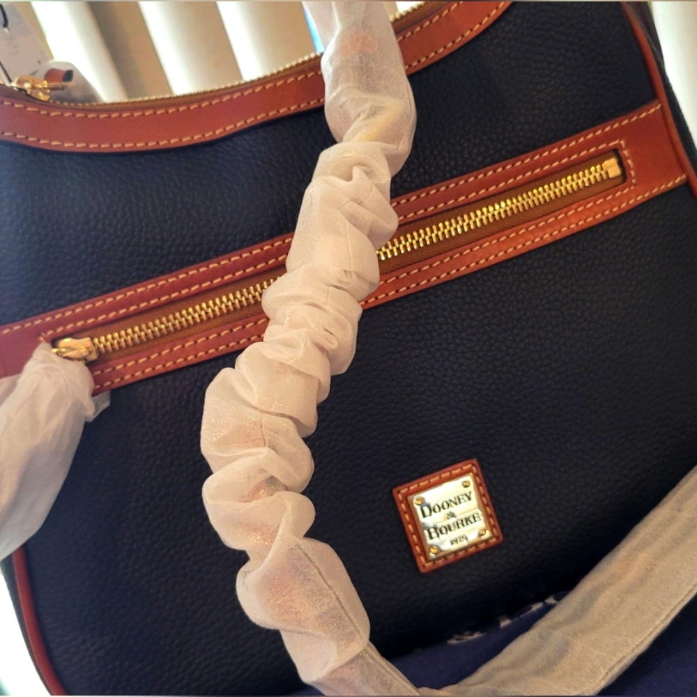 Dooney & Bourke Navy and Tan Crossbody Bag - Picture 7 of 13